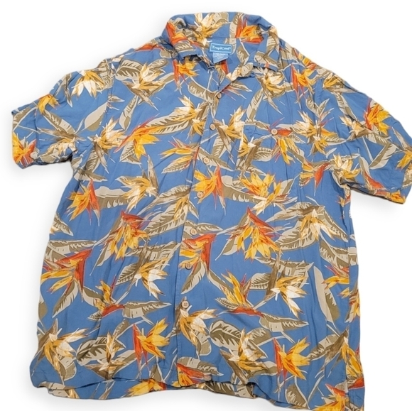 Tropicool Men's Rayon Tropical Hawaiian Button Up Short Sleeve Shirt Size XL - Picture 1 of 4